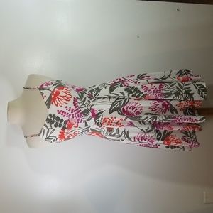 Old Navy Floral Print White & Pink Fit & Flare Dress Small